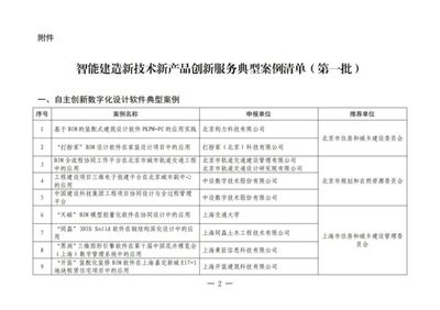 智能建造新技术新产品创新服务典型案例（第一批）公布 技术服务引领建筑业数字化转型新浪潮